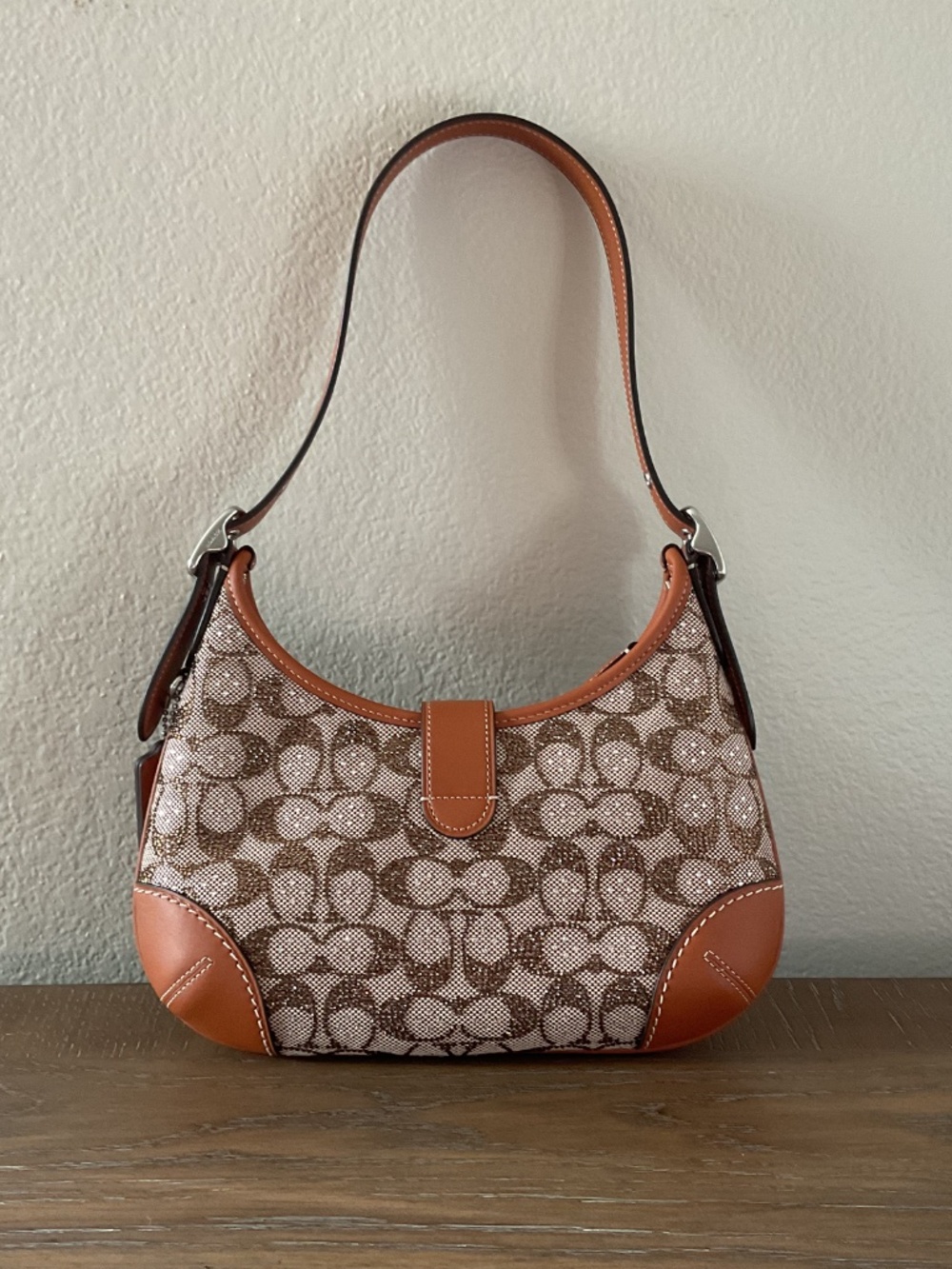 Coach Crystal Signature Jacquard Hamptons Hobo - Picture 3 of 16